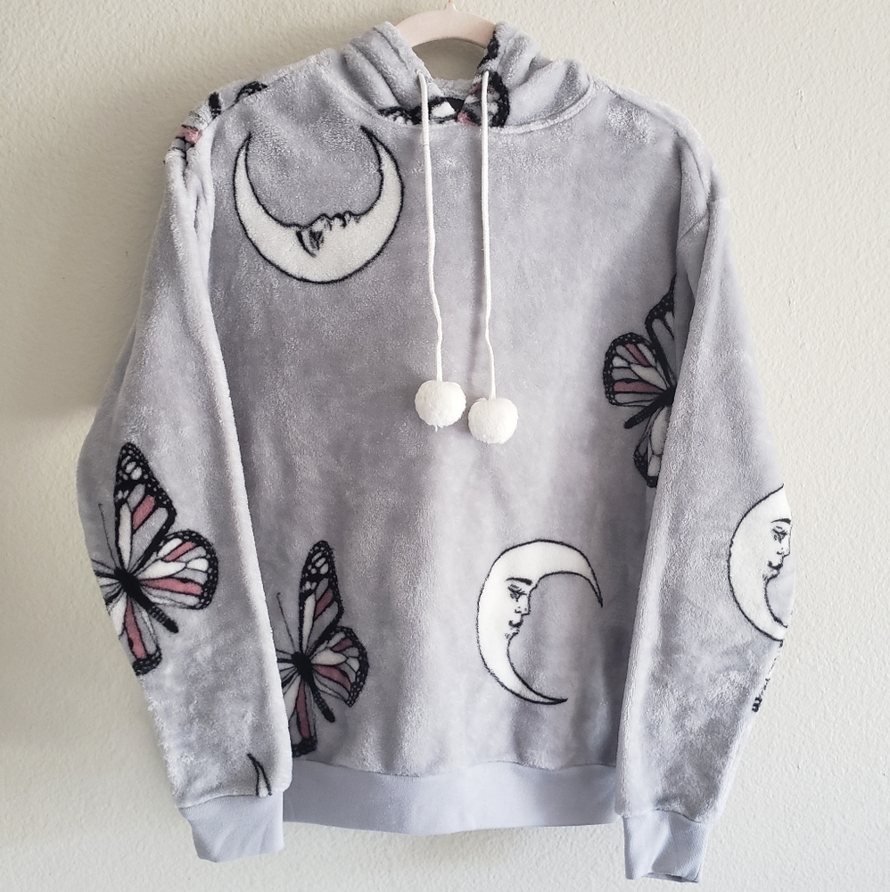 PULLOVER MOON 🌙& BUTTERFLIES HOODIE EUC